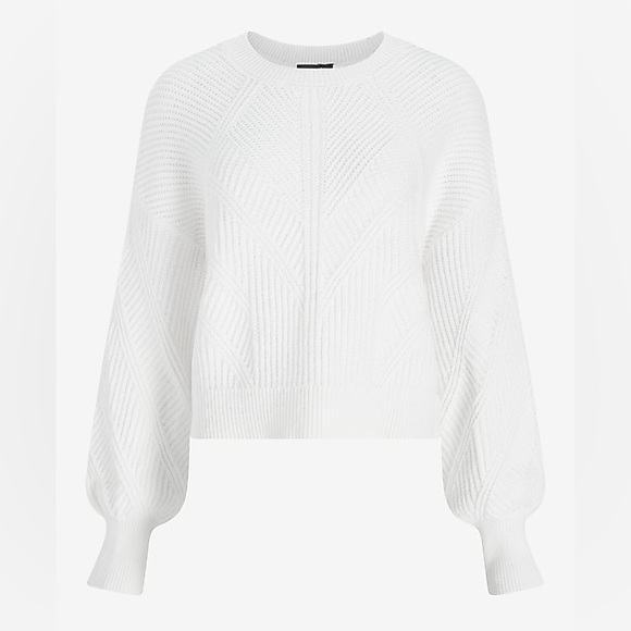 Express White Ribbed Design Cropped Sweater Size S - Picture 1 of 15